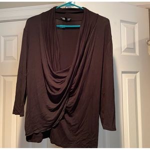 B’leev black slouchy cowl wrap pullover top.